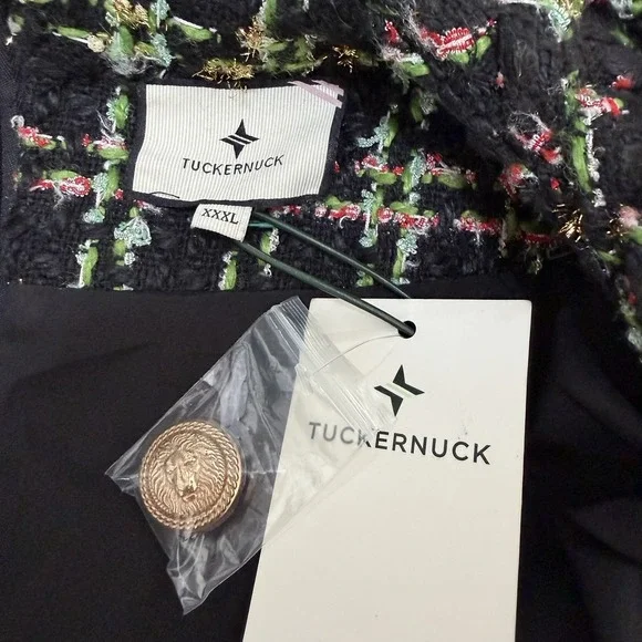 Tuckernuck Womens Tweed Jackie Shift Mini Dress Size 3XL Moss Green Gingham NWT - Picture 7 of 9